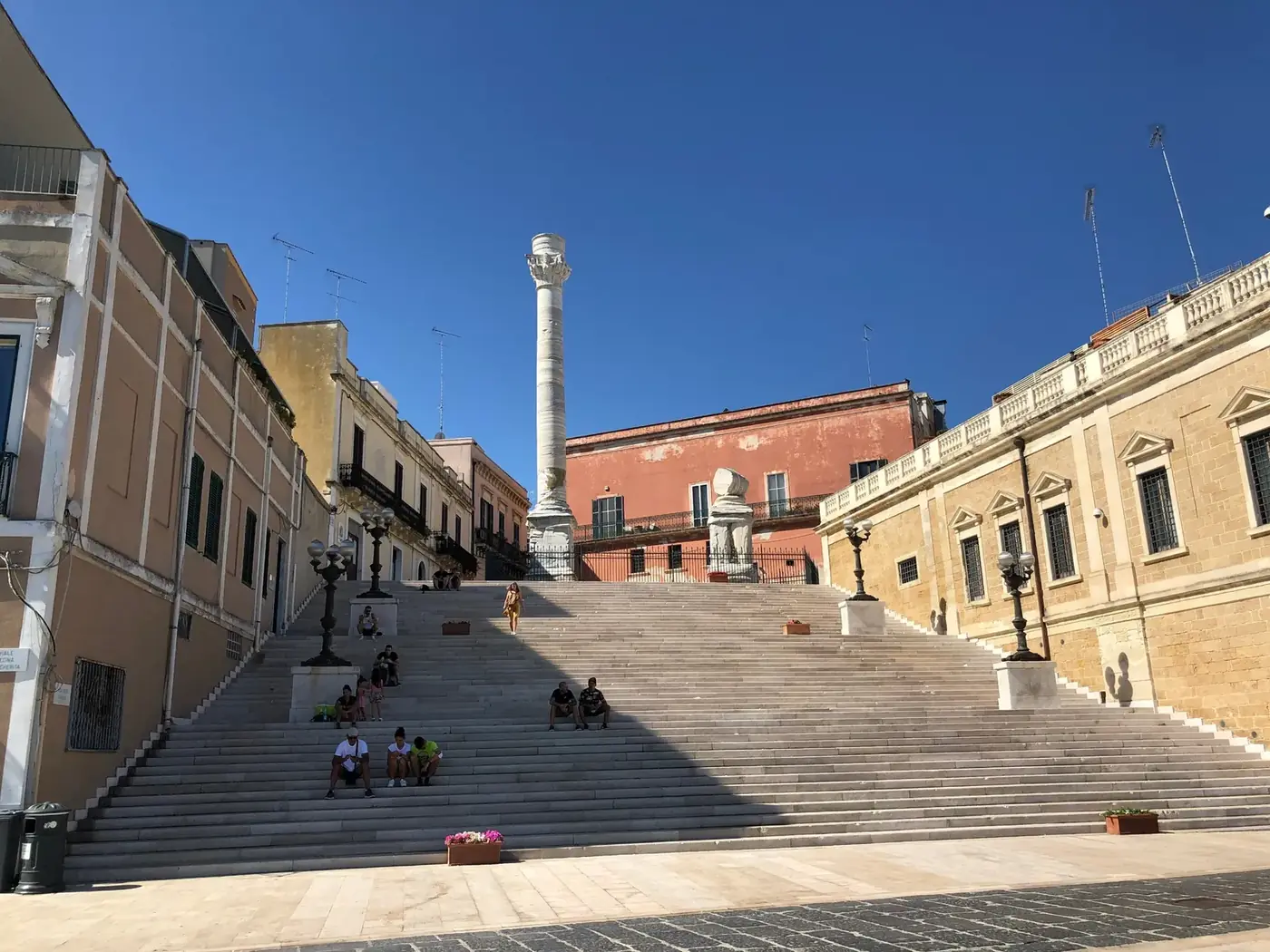 Virgil's steps and the Roman column at the end of the Via Appia, Brindisi