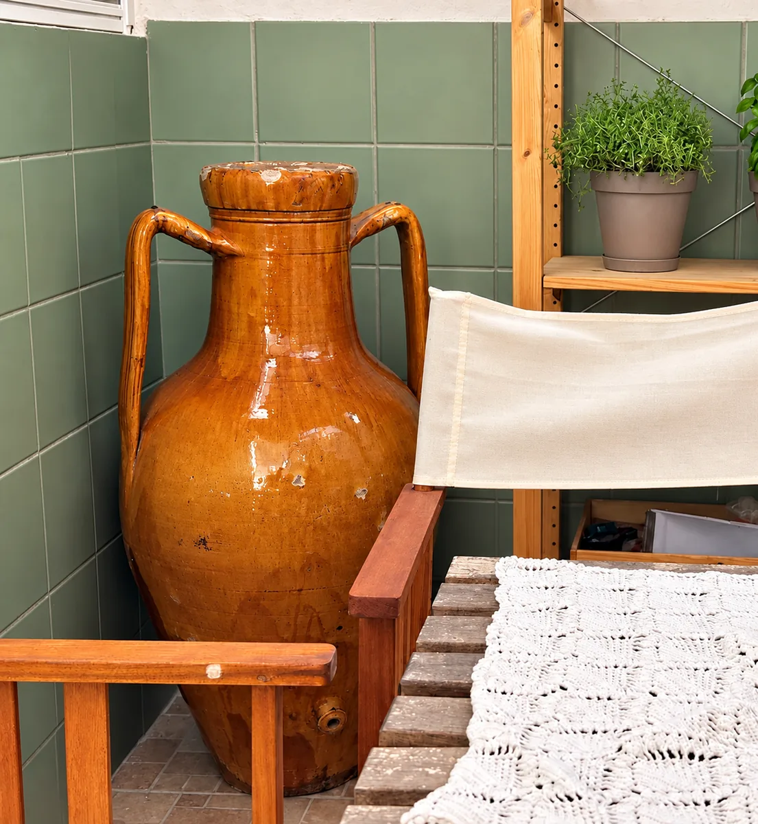 Traditional Apulian amphora in the patio